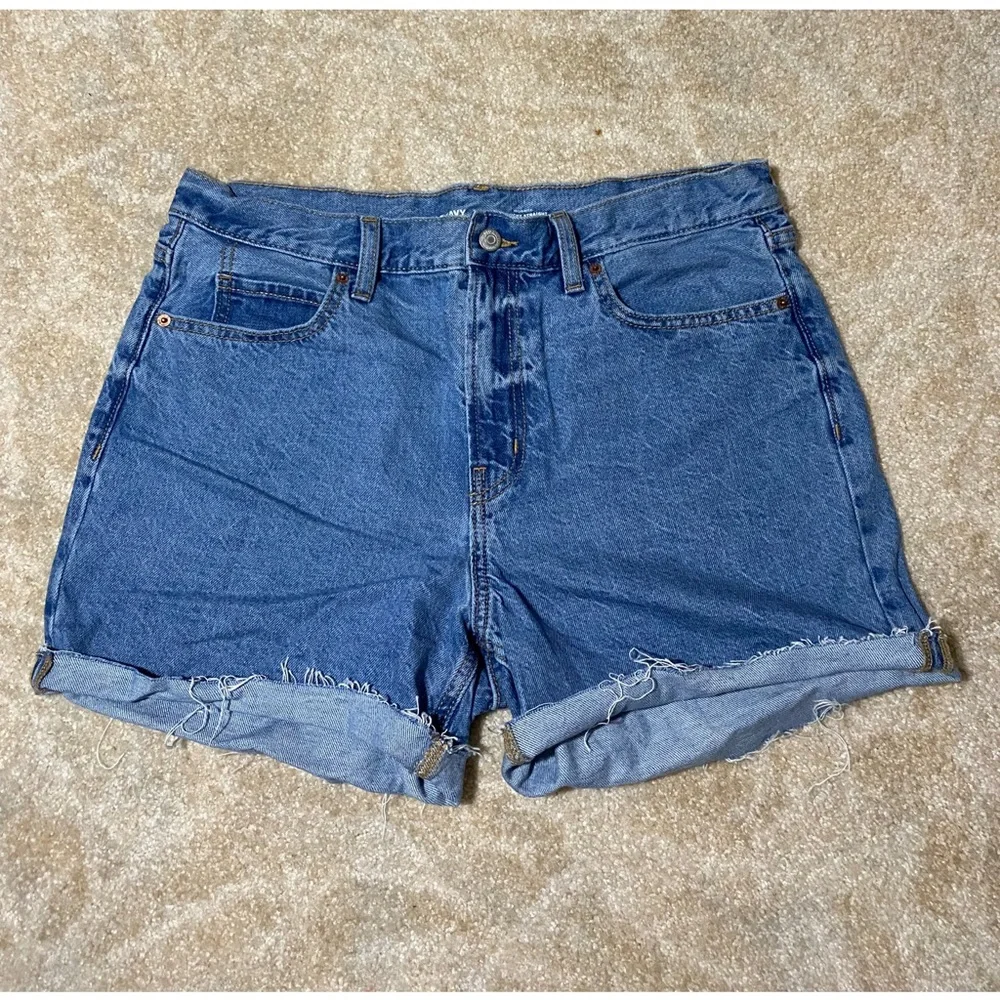 Old Navy Hi Rise Slouchy Straight Jean shorts 10 - Picture 1 of 9